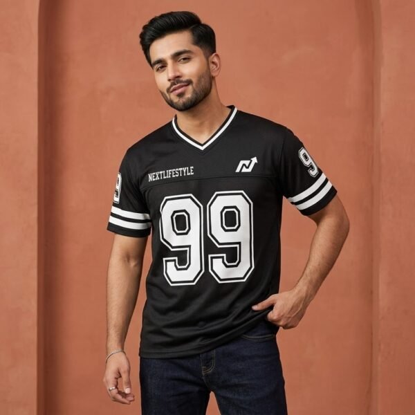 Men's Black Sports Shirt Athletic Jersey V Neck Gym Training Top