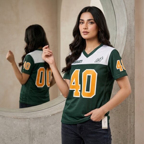 Women's Sports Jersey Green White Team Shirt Short Sleeve Athletic Top
