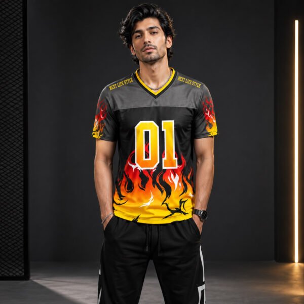 Men's Black/white Sports Shirt Athletic Jersey V Neck -MKB AAG