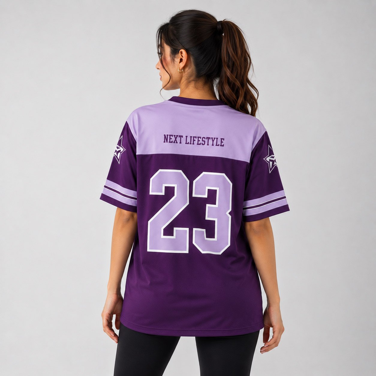 Women's Teamwear Jersey Blue Orange Sports Top Short Sleeve V Neck - Purple - Image 4