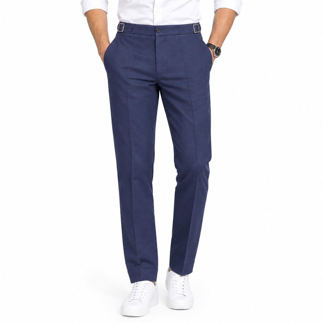 Men’s Navy Gurkha Trousers – Comfortable Stretch Casual Pants