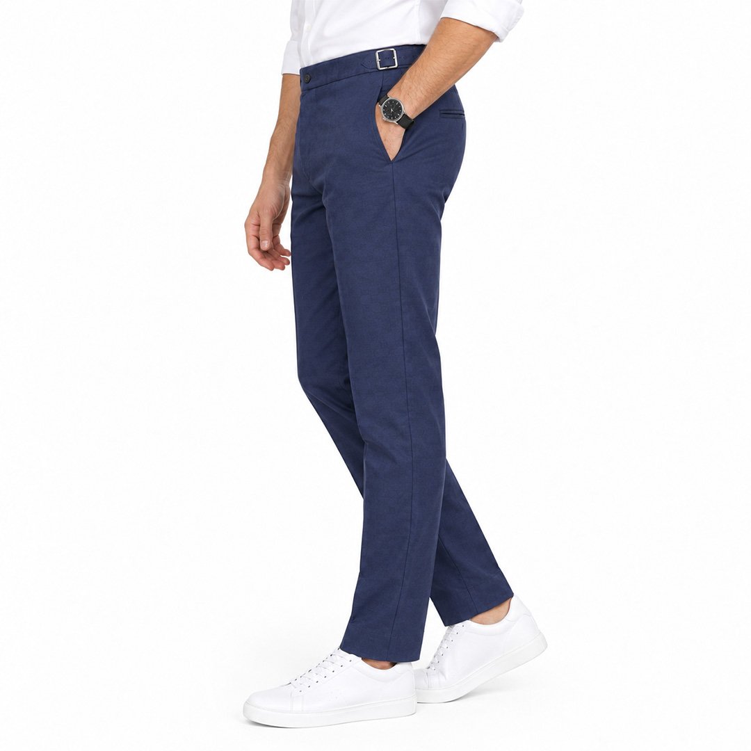 Men’s Navy Gurkha Trousers – Comfortable Stretch Casual Pants - Image 5
