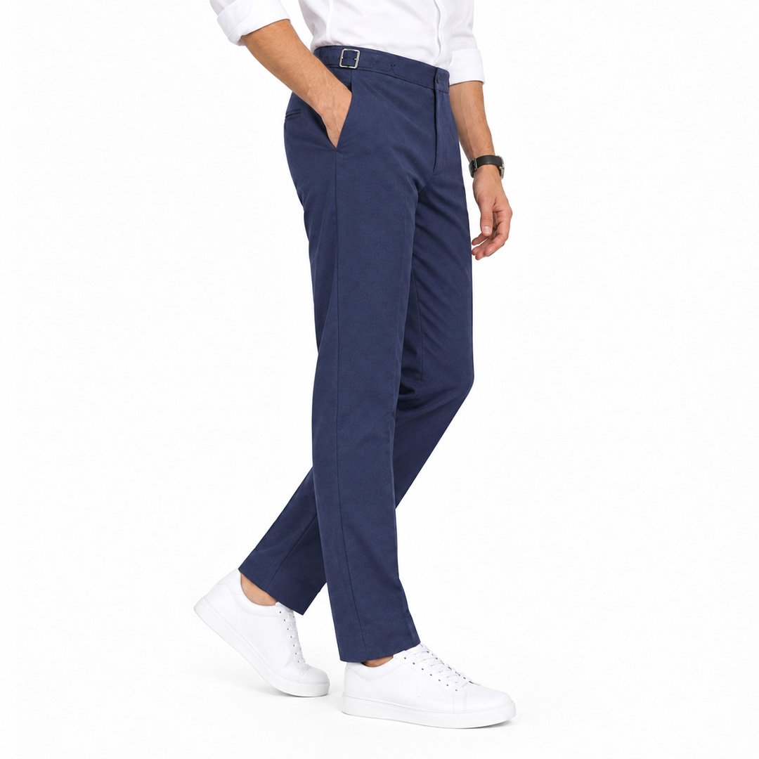 Men’s Navy Gurkha Trousers – Comfortable Stretch Casual Pants - Image 4