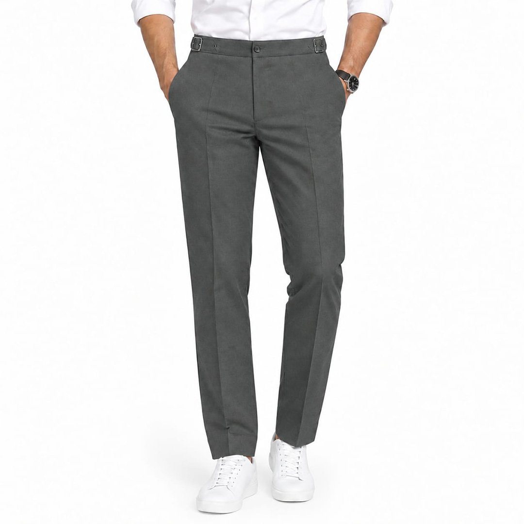 Men’s Dark Chocolate Grey Gurkha Pants – Stretch Trousers | Smart Casual