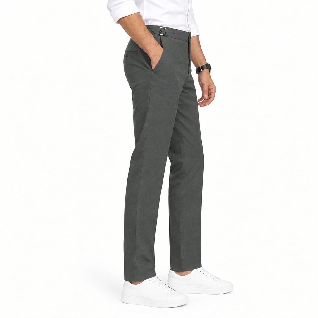 Men’s Dark Chocolate Grey Gurkha Pants – Stretch Trousers | Smart Casual - Image 5